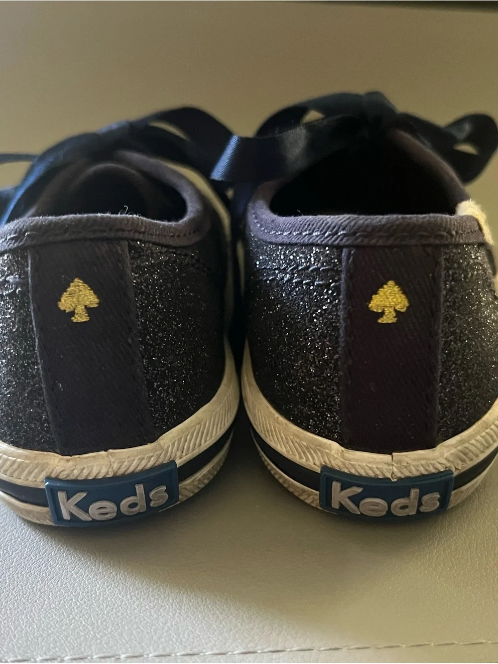 kate spade & Keds Navy Glitter Girls Sneakers with Gold Accents Size 10M